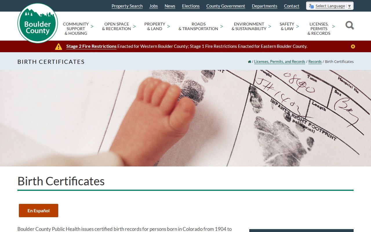 Louisville resident lookup Boulder County birth record access